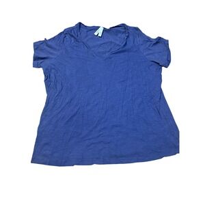 Pact V Neck T Shirt Blue Organic Cotton Basic Casual Everyday Top XL sustainable